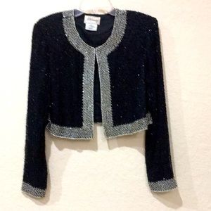 St. John Black and Silver Trim Blazer